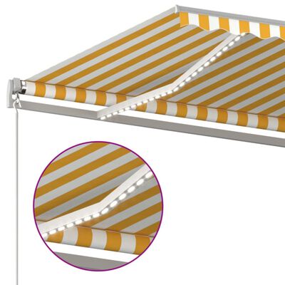 vidaXL Tenda na ručno uvlačenje s LED svjetlom 600x300 cm žuto-bijela