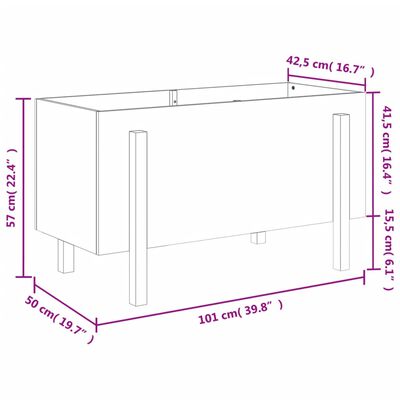 vidaXL Povišena vrtna gredica bijela 101 x 50 x 57 cm masivna borovina