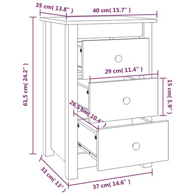 vidaXL Noćni ormarići 2 kom boja meda 40x35x61,5 cm od borovine