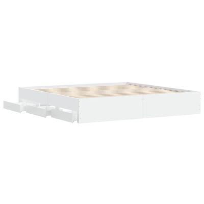 vidaXL Okvir za krevet s ladicama bijeli 200x200 cm konstruirano drvo
