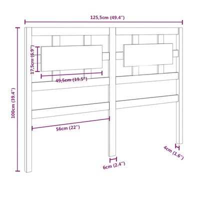 vidaXL Uzglavlje za krevet boja meda 125,5x4x100 cm masivna borovina