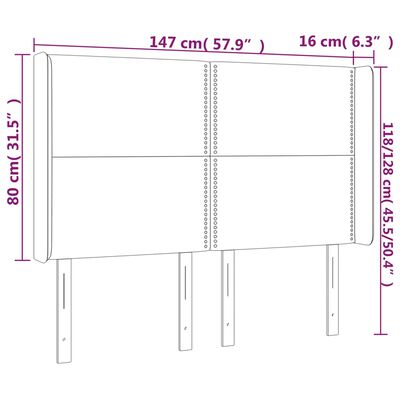 vidaXL LED uzglavlje plavo 147 x 16 x 118/128 cm od tkanine