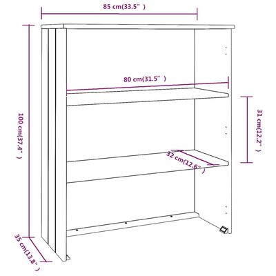 vidaXL Gornji element za komodu HAMAR boja meda 85x35x100 cm borovina