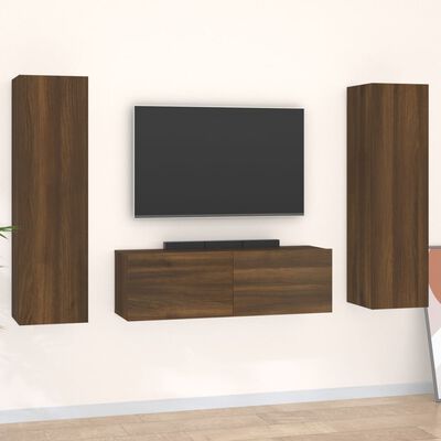 vidaXL 3-dijelni set TV ormarića boja smeđeg hrasta konstruirano drvo