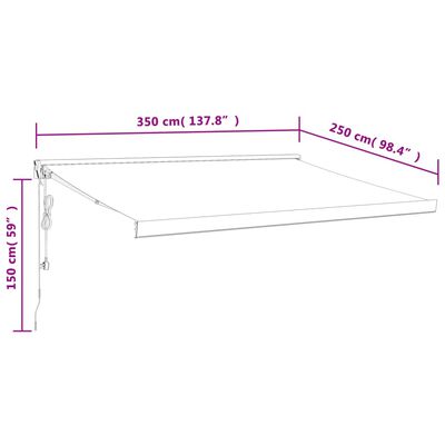 vidaXL Tenda na uvlačenje antracit 3,5 x 2,5 m od tkanine i aluminija