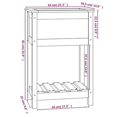 vidaXL Sadilica s policom 54 x 34,5 x 81 cm od masivne borovine