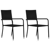 vidaXL Vrtne blagovaonske stolice složive 2 kom crne od poliratana