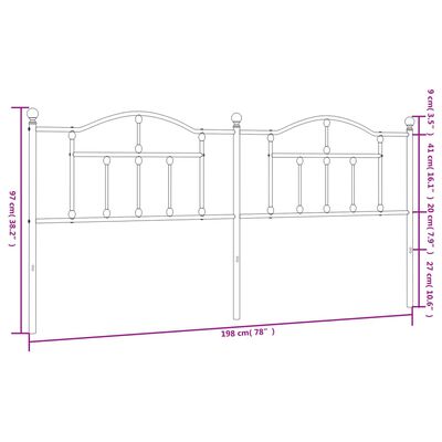 vidaXL Metalno uzglavlje crno 193 cm