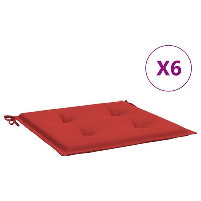 vidaXL Jastuci za vrtne stolice 6 kom crveni 50 x 50 x 3 cm od tkanine