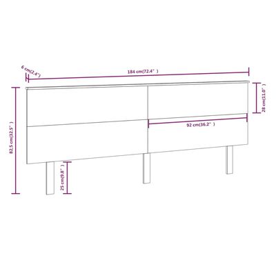 vidaXL Uzglavlje za krevet crni 184x6x82,5 cm od masivne borovine