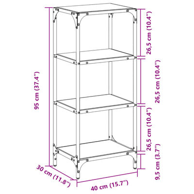 vidaXL Stalak za pohranu s prozirnom površinom 40 x 30 x 95 cm čelični