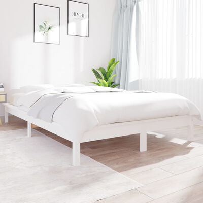 vidaXL Okvir za krevet bijeli 150x200 cm masivna borovina bračni