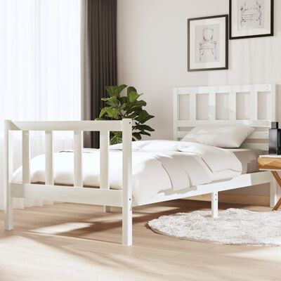 vidaXL Okvir za krevet bijeli 90x190 cm jednokrevetni masivno drvo