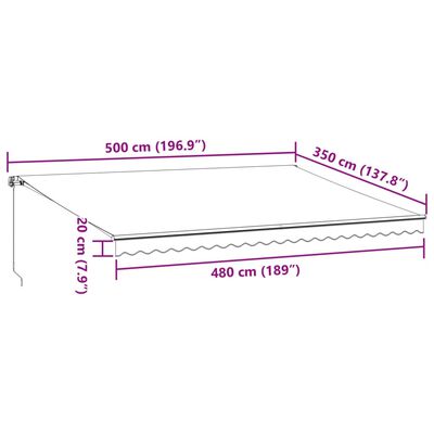 vidaXL Tenda na ručno uvlačenje smeđa 500 x 350 cm