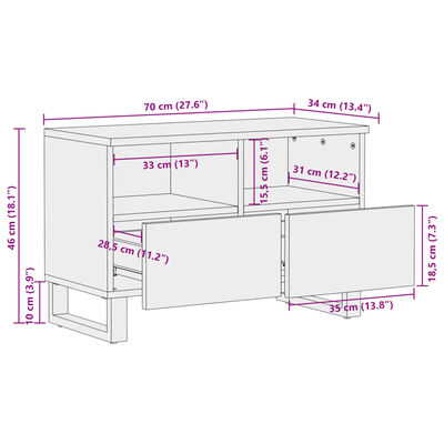 vidaXL TV ormarić 70 x 34 x 46 cm od masivnog bagremovog drva