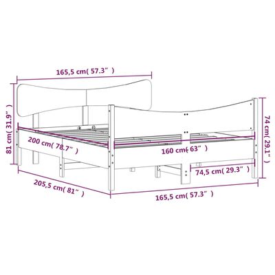 vidaXL Okvir kreveta bez madraca bijeli 160x200 cm od masivne borovine