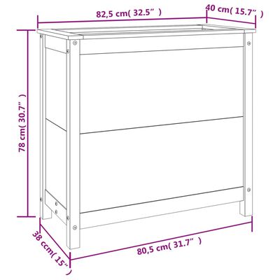 vidaXL Vrtna sadilica 82,5 x 40 x 78 cm od masivne borovine