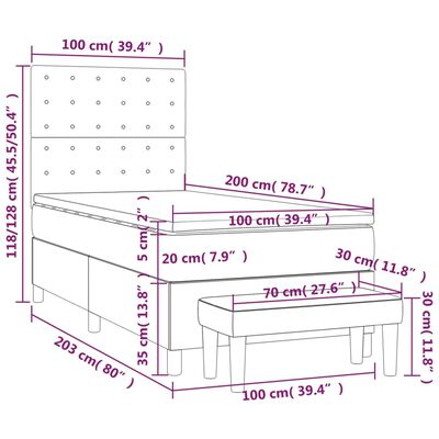 vidaXL Box spring krevet s madracem ružičasti 100x200 cm baršunasti