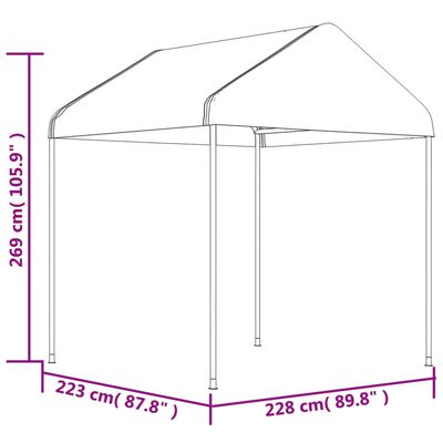 vidaXL Sjenica s krovom bijela 17,84 x 2,28 x 2,69 m polietilen