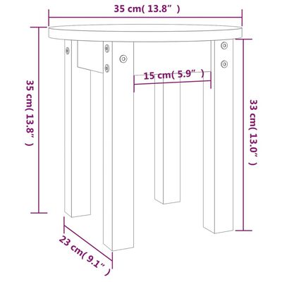 vidaXL Stolić za kavu bijeli Ø 35x35 cm od masivne borovine