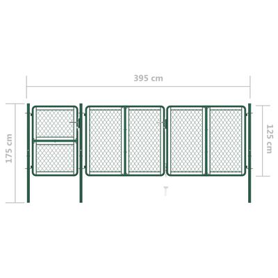 vidaXL Vrtna vrata čelična 125 x 395 cm zelena