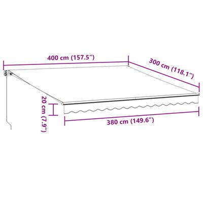 vidaXL Tenda na automatsko uvlačenje bordo 400 x 300 cm