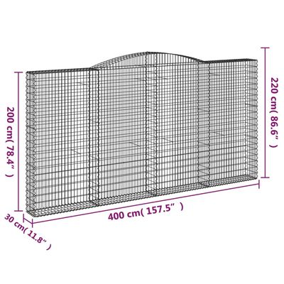 vidaXL Lučne gabionske košare 3 kom 400x30x200/220cm pocinčano željezo