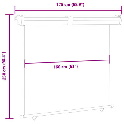 vidaXL Balkonska bočna tenda 175 x 250 cm siva