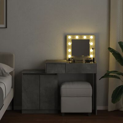 vidaXL Toaletni stolić s LED svjetlima siva boja betona 115x37x110,5cm