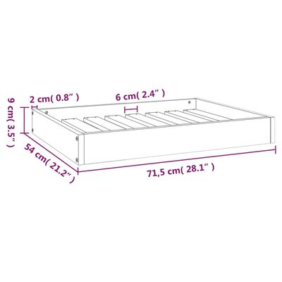 vidaXL Krevet za pse bijeli 71,5x54x9 cm od masivne borovine