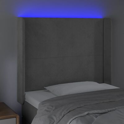 vidaXL LED uzglavlje svjetlosivo 83 x 16 x 118/128 cm baršunasto