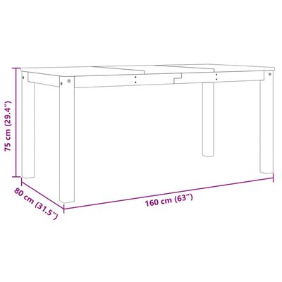 vidaXL Blagovaonski stol Panama bijeli 160x80x75 cm masivna borovina