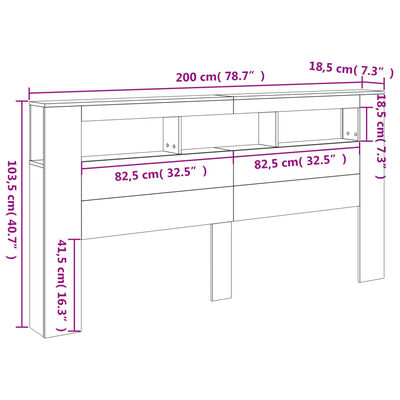 vidaXL LED uzglavlje boja hrasta sonome 200x18,5x103,5 cm