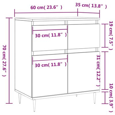 vidaXL Komoda boja hrasta sonome 60 x 35 x 70 cm od konstruiranog drva