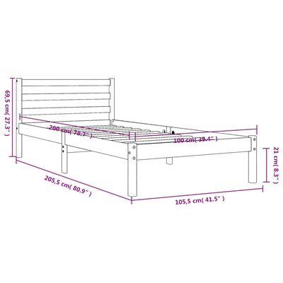 vidaXL Okvir kreveta bez madraca voštano smeđi 100x200 cm od borovine