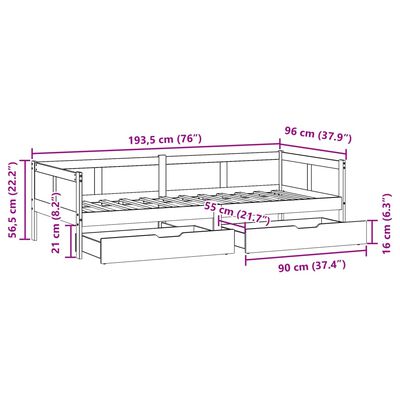 vidaXL Dnevni krevet s ladicama bez madraca 80x200 cm masivno drvo