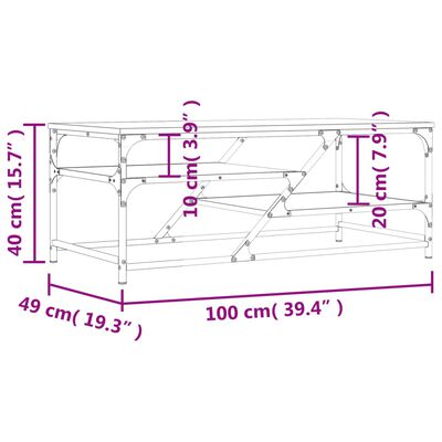 vidaXL Stolić za kavu boja hrasta 100 x 49 x 40 cm konstruirano drvo