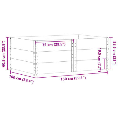 vidaXL Vrtna sadilica crna 150x100 cm od masivne borovine