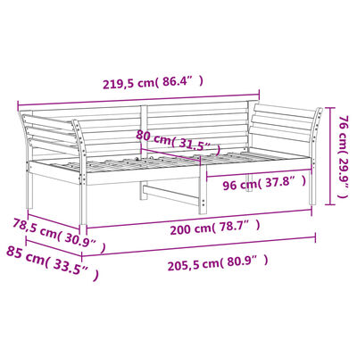 vidaXL Dnevni krevet bez madraca voštano smeđi 80 x 200 cm od borovine