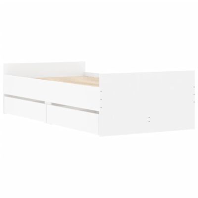 vidaXL Okvir kreveta s ladicama bijeli 90 x 200 cm