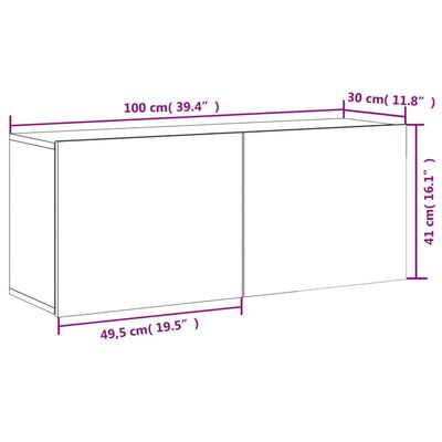 vidaXL Zidni TV ormarić boja hrasta sonome 100x30x41 cm