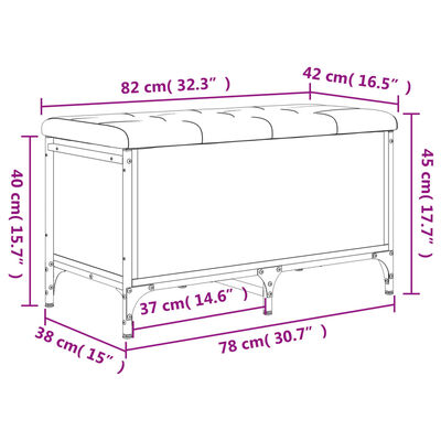 vidaXL Klupa za pohranu boja hrasta 82x42x45 cm od konstruiranog drva