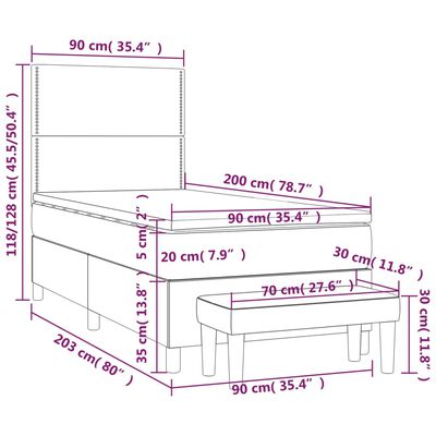 vidaXL Box spring krevet s madracem svjetlosivi 90x190 cm baršunasti