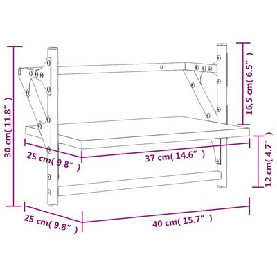 vidaXL Zidne police s prečkama 2 kom smeđa boja hrasta 40 x 25 x 30 cm