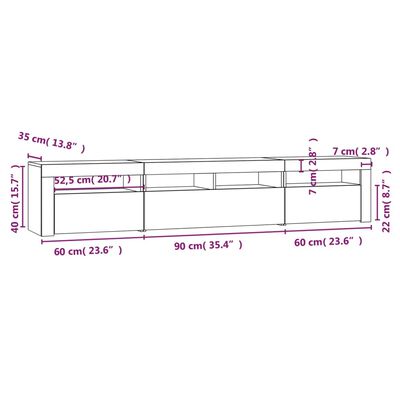 vidaXL TV ormarić s LED svjetlima boja hrasta sonome 210x35x40 cm