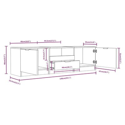 vidaXL TV ormarić crni 140 x 35 x 40 cm od konstruiranog drva