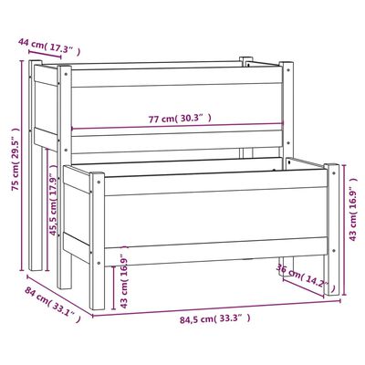 vidaXL Sadilica crna 84,5 x 84 x 75 cm od masivne borovine