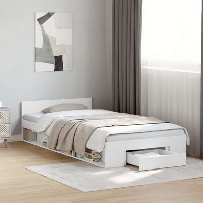 vidaXL Okvir za krevet s ladicom bijeli 100x200 cm konstruirano drvo