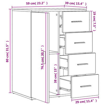 vidaXL Komoda boja dimljenog hrasta 59x39x80 cm konstruirano drvo