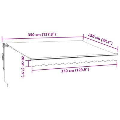 vidaXL Tenda na automatsko uvlačenje s LED bordo 350x250 cm